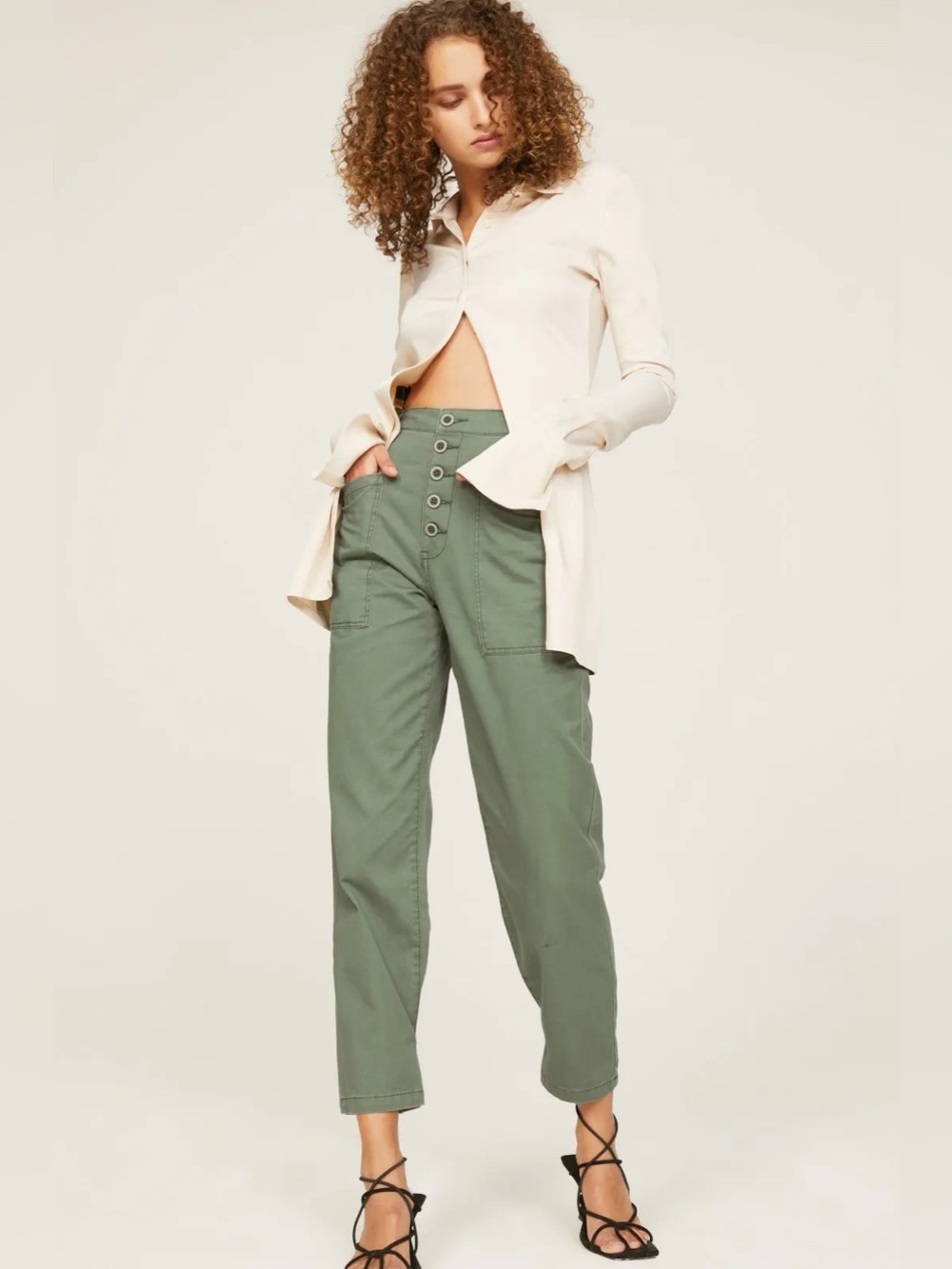 Pistola Denim High Rise Tammy Trousers 30 Sage Green Fall Coastal Boho Utility